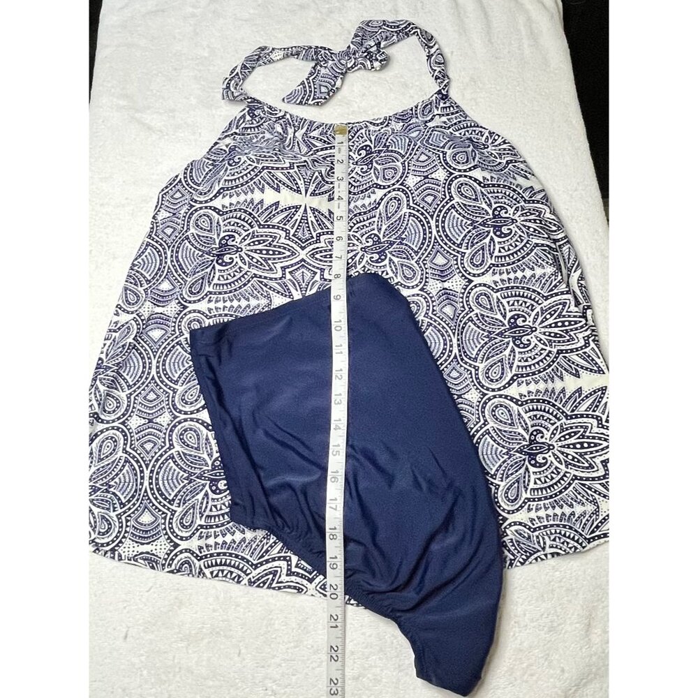 New! Sea & Sand Womens 2-pc Navy Blue Swim 20W - Picture 2 of 5